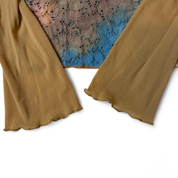 Y2K Grunge Lace Top — Brown + Blue Mesh NWOT 2000s Dark Fairycore - Picture 4 of 5